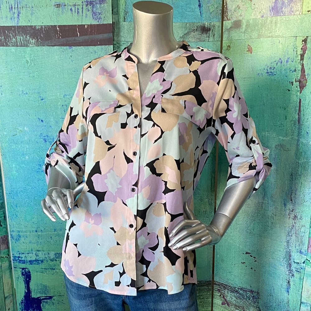 Calvin Klein Pastel Floral Button-Down Shirt